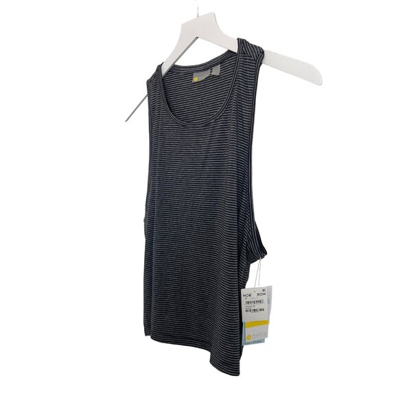 Z By Zella Black & Grey Striped Muscle Tank Top Lightweight Soft - Picture 3 of 5